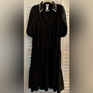 Cute tiered rhinestone collar maxi dress. Perfect for a Fall or Holiday event.